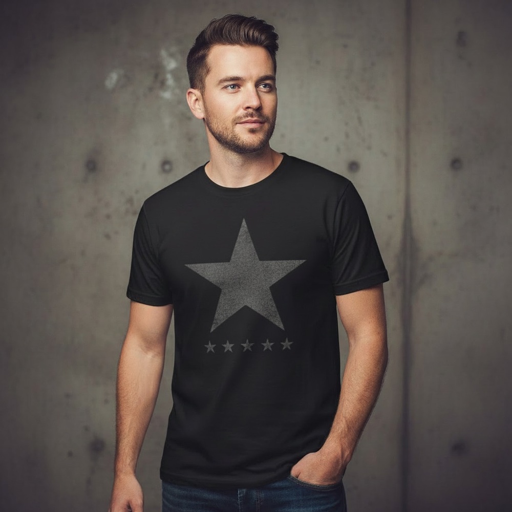 Black Star Graphic David Bowie Men's Shirt